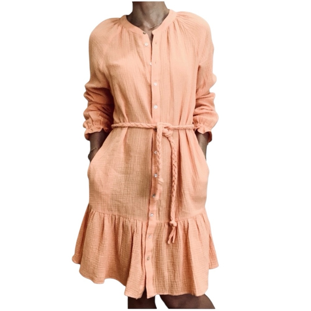 Magaschoni Organic Cotton Shirtdress Resort Ready Gauzy Beachy Boho S/M